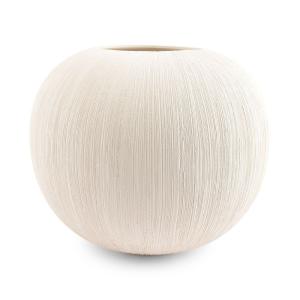 Vase beige en grès 28xh23cm