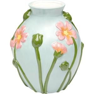 Vase bleu à fleurs en dolomite