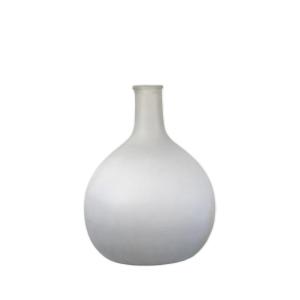 Vase bonbonne en verre dépoli blanc 30 x 22 cm