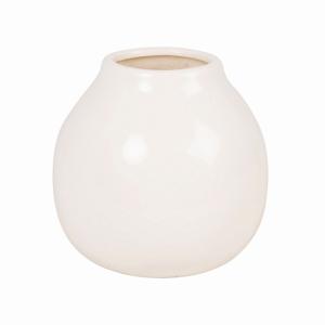 Vase boule en grès blanc ivoire H10