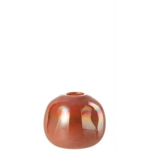 Vase boule en verre rouge 14x14x13cm