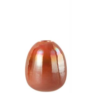 Vase boule en verre rouge 15x15x17cm