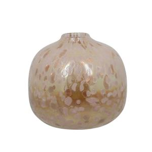 Vase boule rose cuivré en verre soufflé h15cm