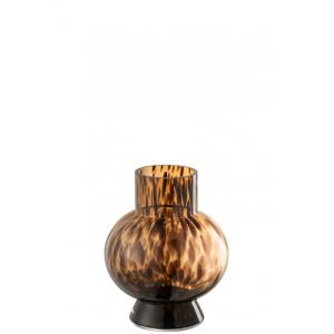 Vase boule verre marron H22cm