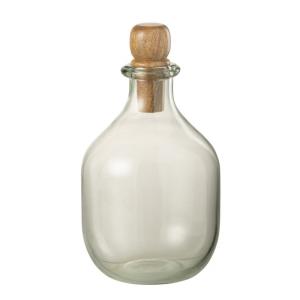 Vase bouteille avec bouchon en verre transparent 13x13x25 cm