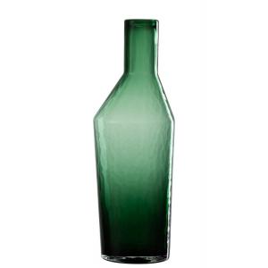 Vase bouteille décorative en verre vert 12x12x35 cm