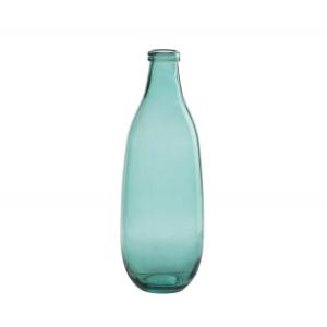 Vase bouteille en verre azur 14x14x41 cm