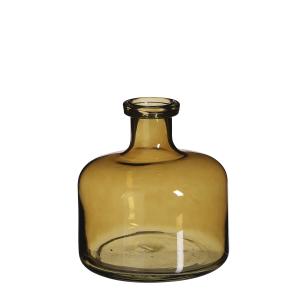Vase bouteille en verre jaune H21.5