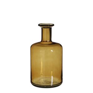 Vase bouteille en verre jaune H30