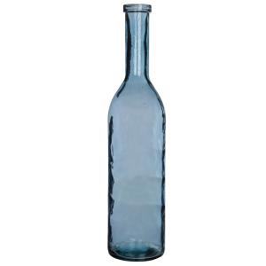 Vase bouteille en verre recyclé bleu H100