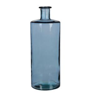 Vase bouteille en verre recyclé bleu H40