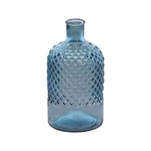 Vase bouteille en verre recyclé  bleu jean's 22 cm