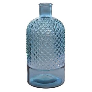Vase bouteille en verre recyclé  bleu jean's 28 cm