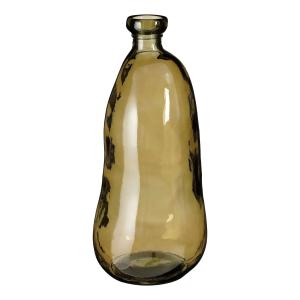 Vase bouteille en verre recyclé taupe H51