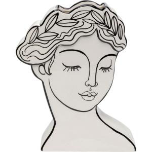 Vase buste femme en céramique noire et blanche