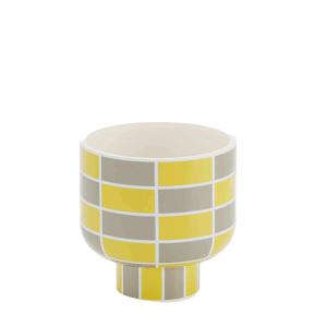 Vase céramique motif damier jaune 15,5cmx15,5cm