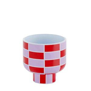 Vase céramique motif damier rouge 15,5cmx15,5cm