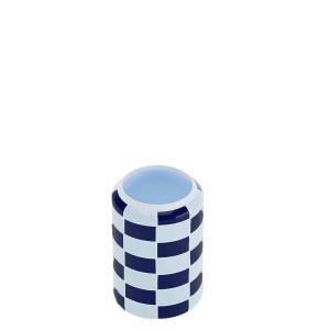 Vase cylindrique à damier céramique bleue 19,4cmx13cm