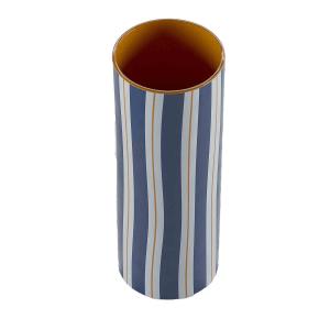 Vase cylindrique à rayures bleu grand modèle 24cm