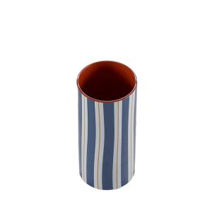 Vase cylindrique à rayures bleu modèle medium 18cm