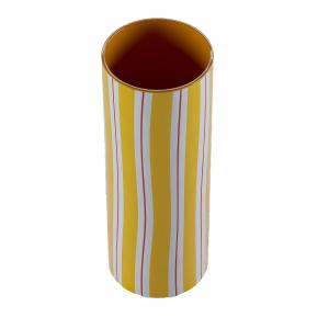Vase cylindrique à rayures jaune grand modèle 24cm