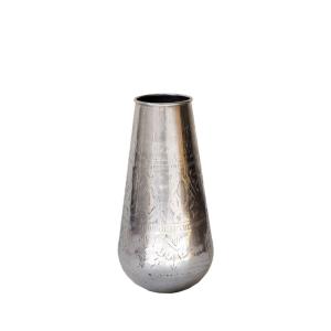 Vase cylindrique en aluminium argenté h33 cm