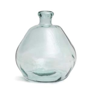 Vase de forme ronde en verre recyclé bleu H45