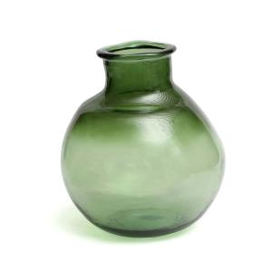 Vase de forme ronde en verre recyclé vert H25