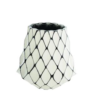 Vase décoratif en aluminium blanc et noir H26