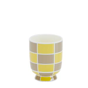 Vase décoratif en céramique à damier jaune 12,2cmx10,2cm