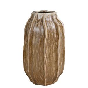 Vase décoratif en céramique artisanale beige foncé H30