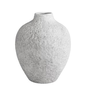Vase décoratif en céramique artisanale blanche H29