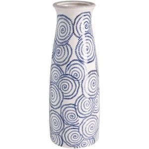 Vase décoratif en céramique blanc et bleu H37