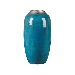 Vase décoratif en terre cuite bleu H42