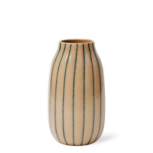 Vase décoratif en verre beige lignes vertes H28
