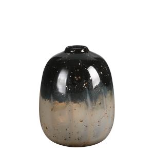 Vase décoratif en verre crème et noir H21