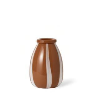 Vase décoratif en verre marron et blanc H26