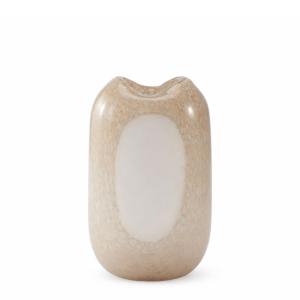Vase décoratif en verre soufflé beige et blanc H32