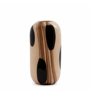 Vase décoratif en verre soufflé beige et blanc H33