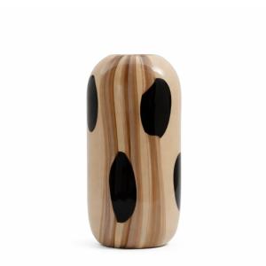 Vase décoratif en verre soufflé beige et blanc H38