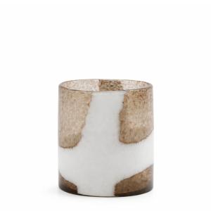 Vase décoratif en verre soufflé marron et blanc H20