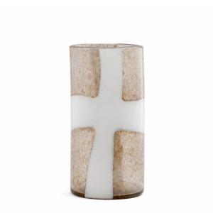 Vase décoratif en verre soufflé vert et transparent H39