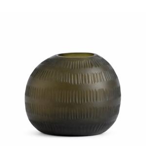 Vase décoratif en verre soufflé vert L23