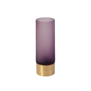 Vase décoratif en verre soufflé violet et or H21