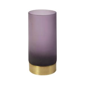 Vase décoratif en verre soufflé violet et or H24