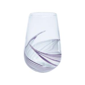 Vase décoratif en verre soufflé violet et transparent H23