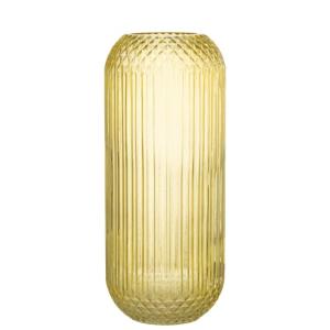Vase droit en verre jaune L15xl15xH36cm