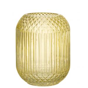 Vase droit en verre jaune L18xl18xH19cm