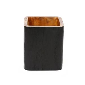 Vase en bois carré noir