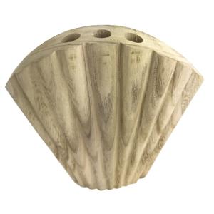 Vase en bois en forme de coquillage beige 25x5x25 cm